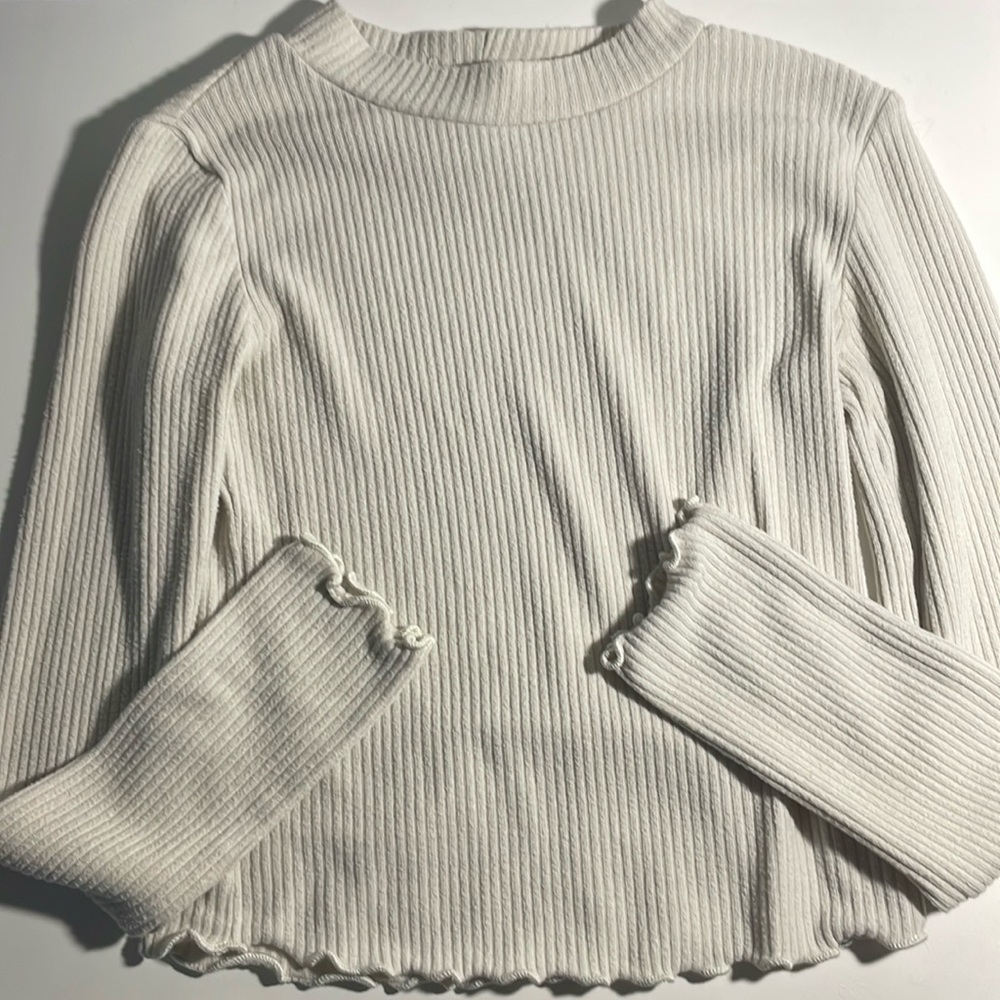 cream ribbed long sleeve